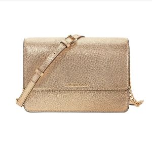 Michael Kors large gusset crossbody bag, Pale Gold